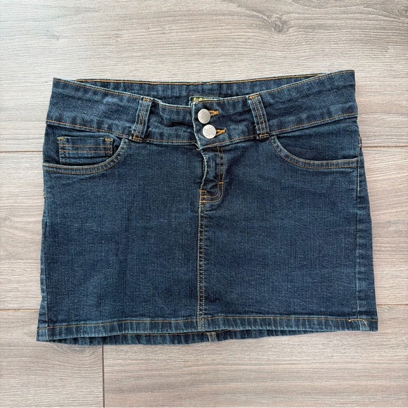 Latino Dresses & Skirts - Vintage Y2K Latino Dark Blue Denim Mini Skirt